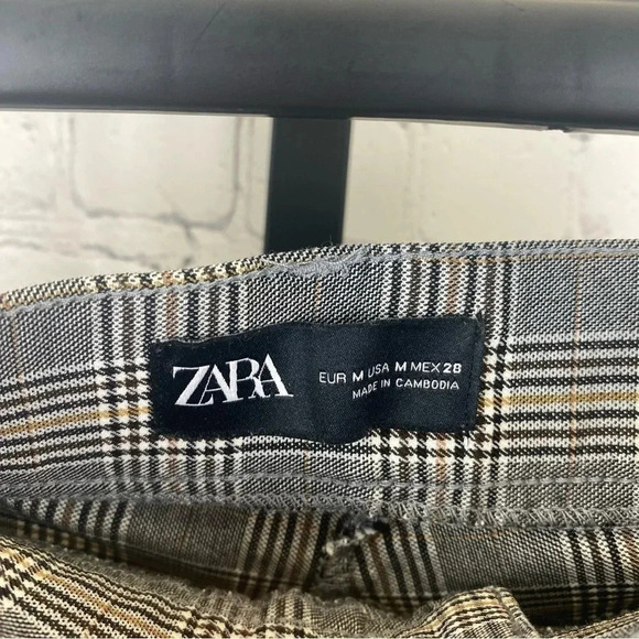 Zara Plaid Skinny Viscose Blend Pants Size Medium - Picture 4 of 6